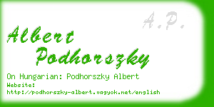 albert podhorszky business card